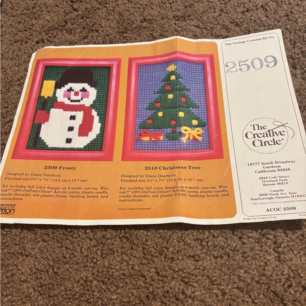 Vintage 1984 Creative Circle Embroidery Kit #2509 Frosty New never been used